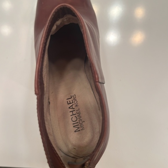 MICHAEL KORS Brown Leather platform ankle boots size 9.5 - Picture 3 of 16